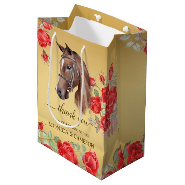 Sac Cadeau Moyen Derby cheval fête équestre élégant cheval brun (Devant Angle)
