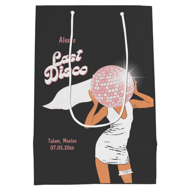 Sac Cadeau Moyen Dernière disco Bachelorette Noire (Dos)