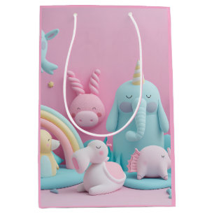 Sac Cadeau Moyen Des animaux endormis sur rose