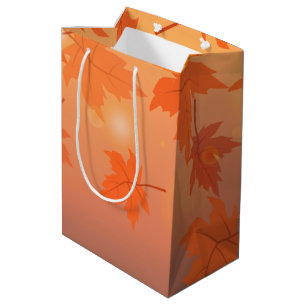 Sac Cadeau Moyen Design d'automne avec feuilles d'érable et effet b