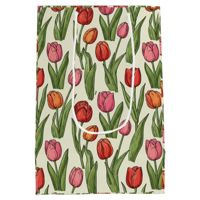 Sac Cadeau Moyen Design des tulipes rouges (Dos)