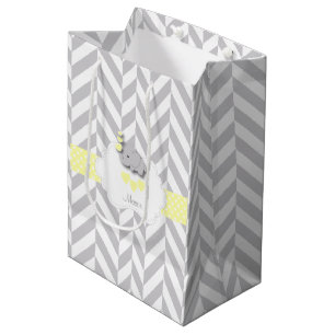 Sac Cadeau Moyen Design éléphant jaune - Baby shower