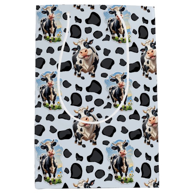Sac Cadeau Moyen Design Motif animal de vache (Devant)