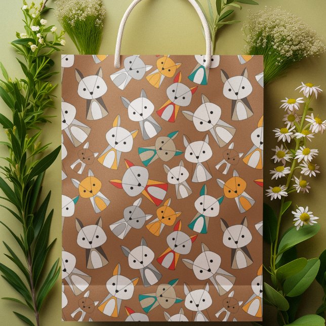 Sac Cadeau Moyen Dessin de Multcolor Fox (gift bag, birthday surprise gift bag, teddy bear gift bag, wine gift bag, travel bag, use and throw )