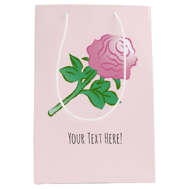Sac Cadeau Moyen Dessin de rose rose (Devant)