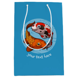 Sac Cadeau Moyen Deux amis de poissons de carpe de Koi nageant la