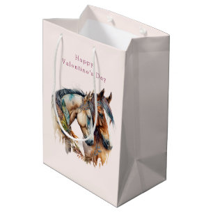 Sac Cadeau Moyen Deux beaux chevaux Boho de l'Ouest Saint Valentin