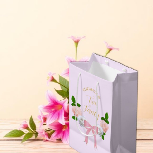 Sac Cadeau Moyen Deux Fancy Bow Floral Anniversaire (Créateur téléchargé)