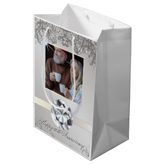 Sac Cadeau Moyen Diamond 60e anniversaire de Mariage Couple Photo L