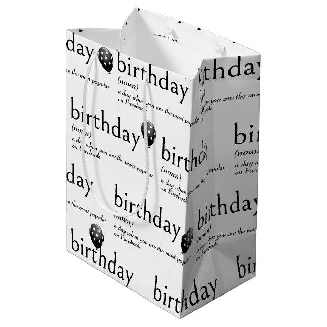 Sac Cadeau Moyen Dictionnaire Signifiant ANNIVERSAIRE (Dos Angle)