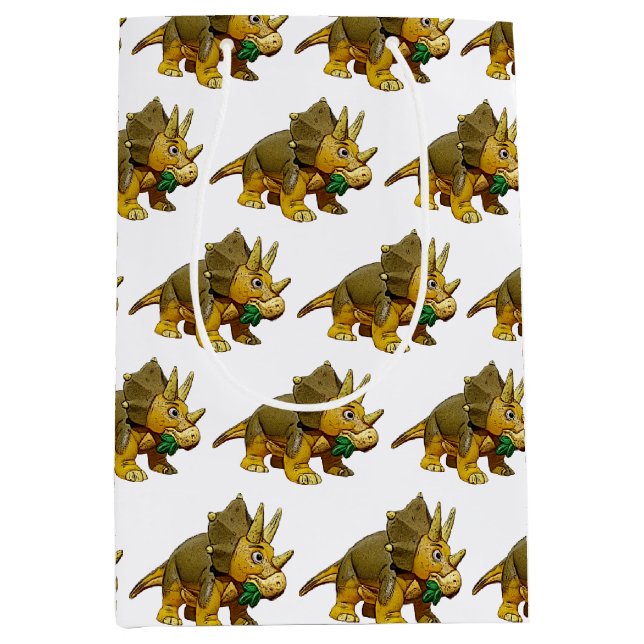 Sac Cadeau Moyen Dinosaur Dessin de dessin Tricératops (Devant)