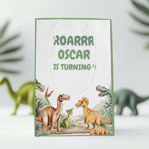 Sac Cadeau Moyen Dinosaur en ruines fête d'anniversaire