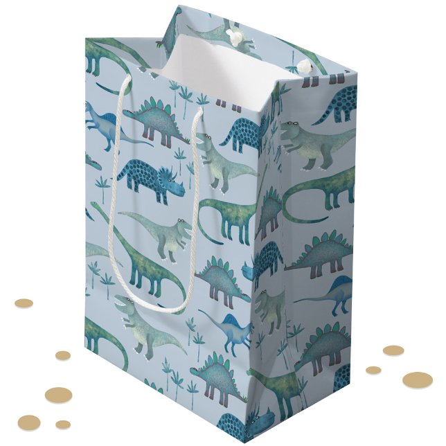 Sac Cadeau Moyen Dinosaur Motif Fun (Cute dinosaur pattern gift bag)