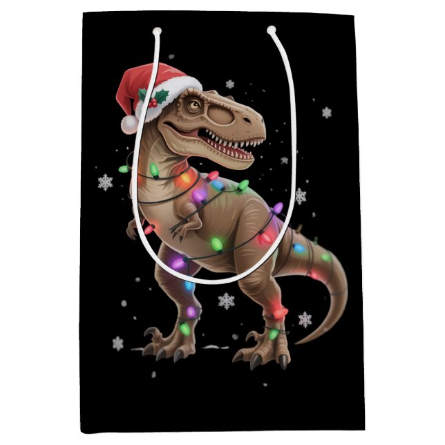 Sac Cadeau Moyen Dinosaur T-rex Tree Christmas Xmas Pet Dino Trex  (Devant)