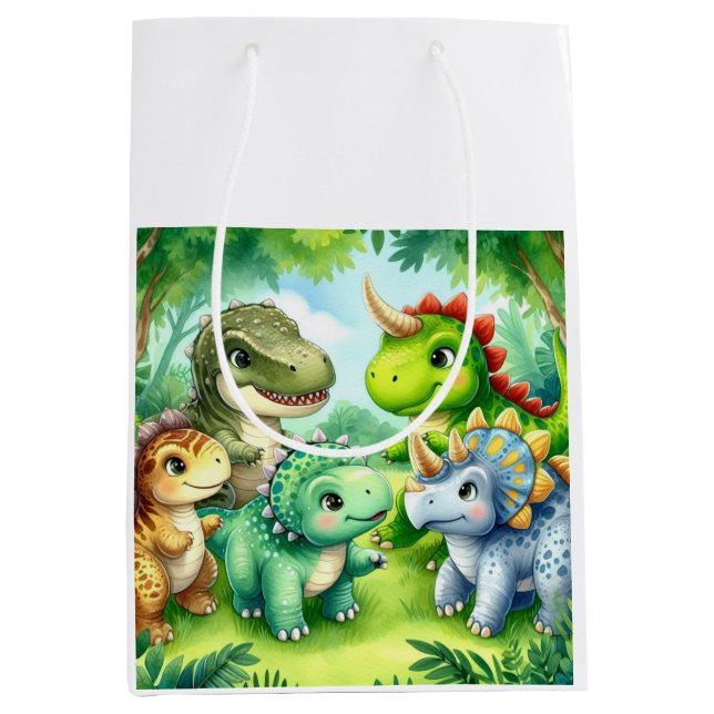 Sac Cadeau Moyen Dinosaure (Devant)