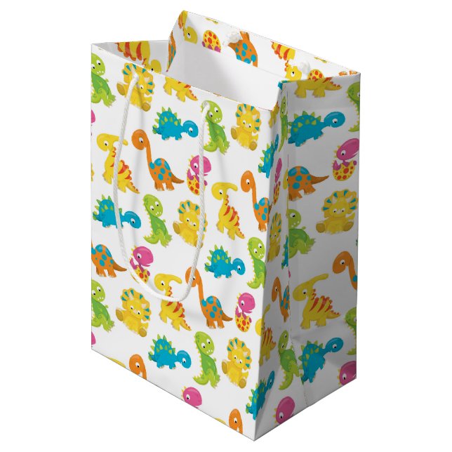 Sac Cadeau Moyen Dinosaure adorable (Devant Angle)