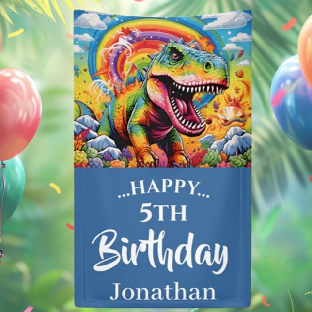 Sac Cadeau Moyen dinosaure anniversaire coloré bleu (Colorful Blue Dinosaur Birthday Gift Bags for All Ages!)