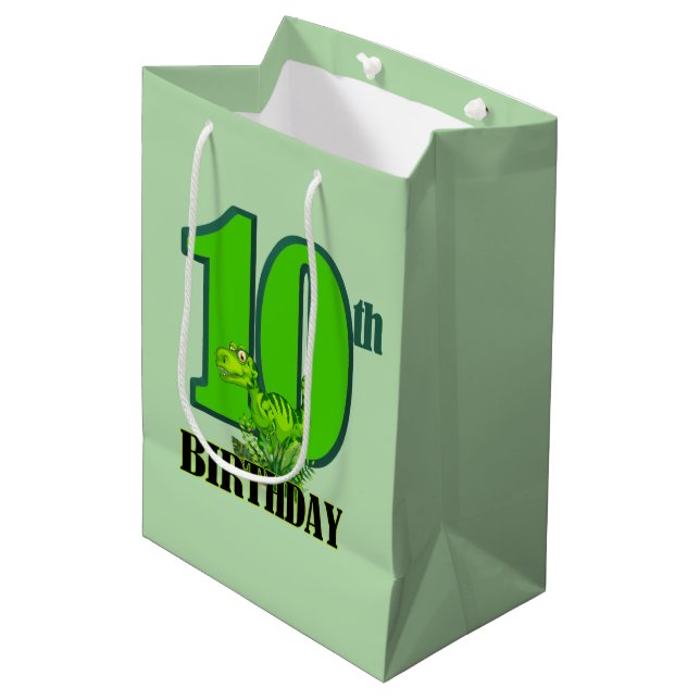 Sac Cadeau Moyen Dinosaure cool 10ème (Devant Angle)