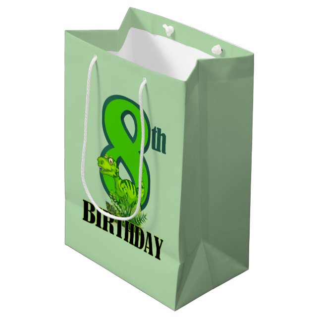 Sac Cadeau Moyen Dinosaure de garçons cool 8e (Devant Angle)