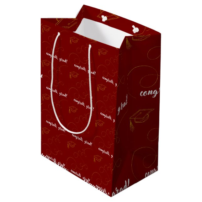 Sac Cadeau Moyen Diplôme bordeaux et or (Dos Angle)