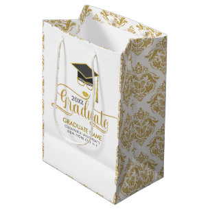 Sac Cadeau Moyen Diplômé de la Modernité de la Typographie Or & Cas