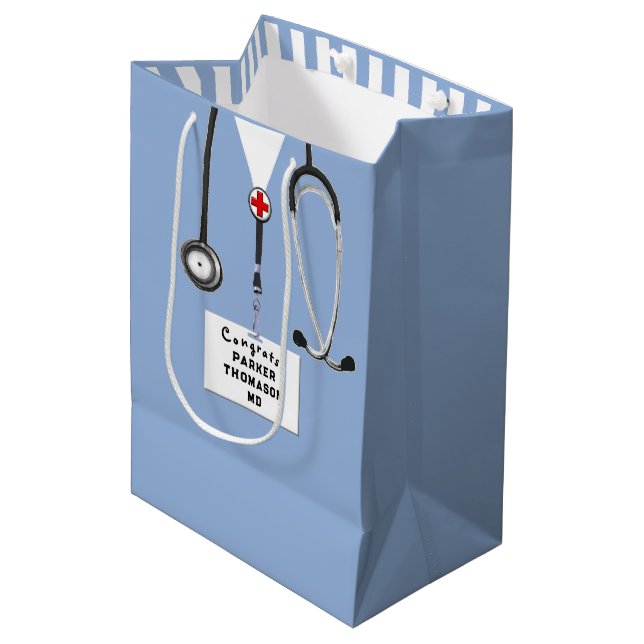 Sac Cadeau Moyen Diplôme de médecin (Devant Angle)