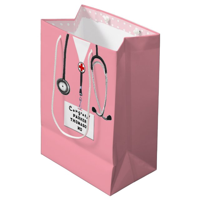 Sac Cadeau Moyen Diplôme de médecin (Devant Angle)