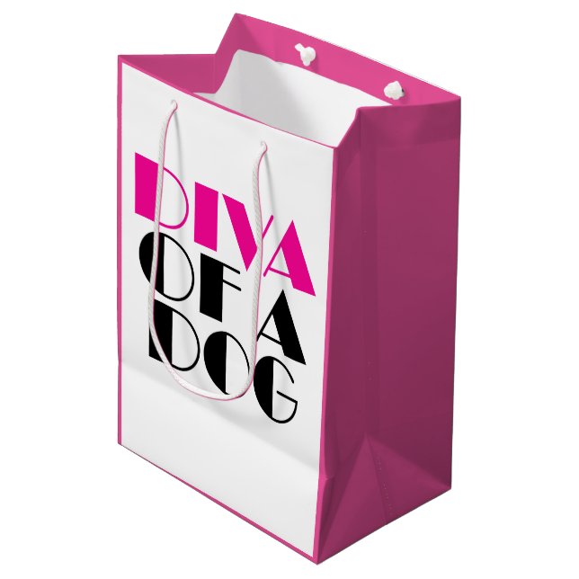 Sac Cadeau Moyen "DIVA of a Dog" (Devant Angle)