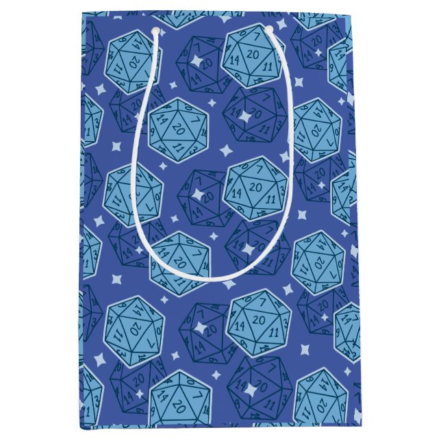 Sac Cadeau Moyen DnD Anniversaire Partie Donjons & Dragons D20 Bleu (Devant)