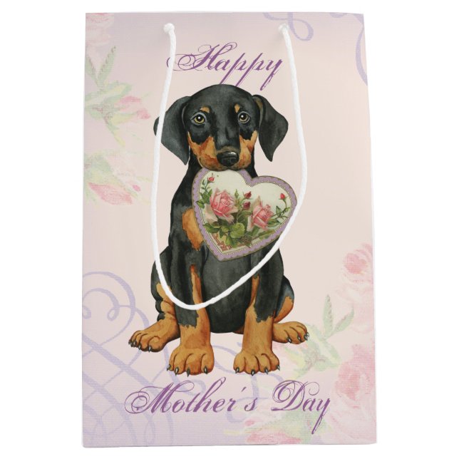 Sac Cadeau Moyen Doberman Heart Maman (Devant)