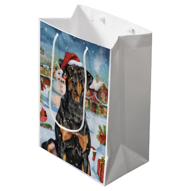 Sac Cadeau Moyen Doberman Winter Wonderland Christmas Joy (Devant Angle)