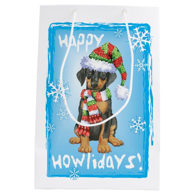 Sac Cadeau Moyen Dobermann heureux de Howlidays (Dos)