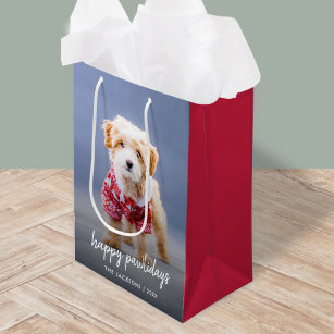 Sac Cadeau Moyen Dog Christmas   Cute Puppy Happy Pawlidays