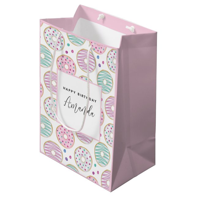 Sac Cadeau Moyen Donut Motif mignon coloré Anniversaire (Devant Angle)