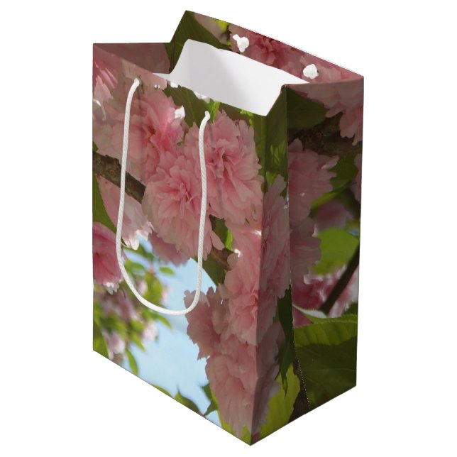 Sac Cadeau Moyen Double floraison cerisier III printemps fleuri (Devant Angle)