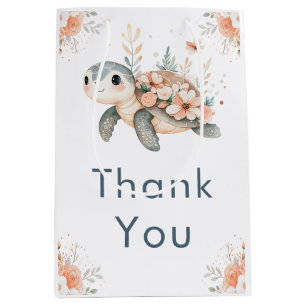 Sac Cadeau Moyen Douce Baby Shower Tortue Florale