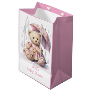 Sac Cadeau Moyen Douce Fille Ourson Baby Shower