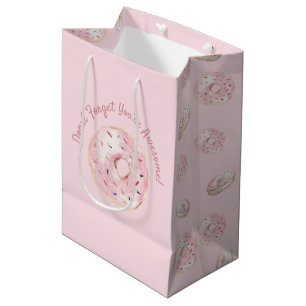 Sac Cadeau Moyen Douce Forget You're Awesome Donut Aquarelle Rose P