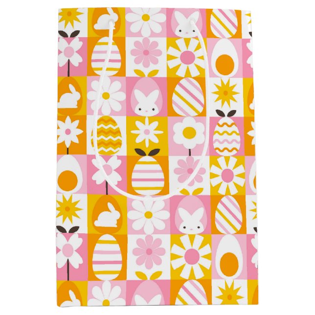 Sac Cadeau Moyen Douce Patchwork de Pâques de Printemps  (Devant)