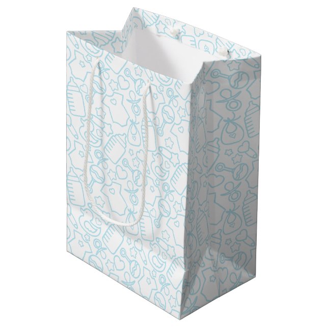 Sac Cadeau Moyen Douces arroses Bleu Blanc (Devant Angle)