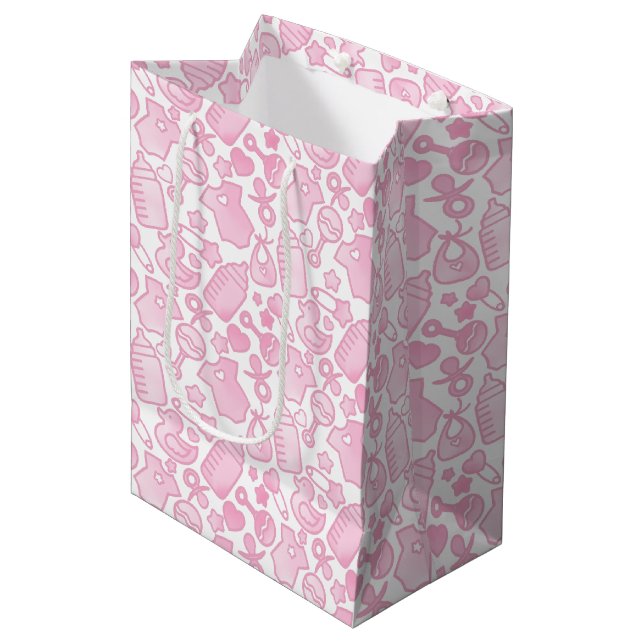 Sac Cadeau Moyen Douces arroses Ombre rose (Devant Angle)