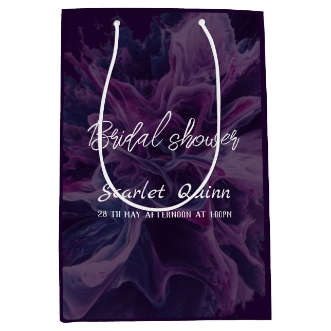 Sac Cadeau Moyen Douche nuptiale violette blanche (Devant)