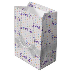 Sac Cadeau Moyen Doux 16 Anniversaire Bow sur Pois