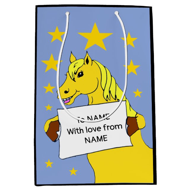 Sac Cadeau Moyen Doux Caricature avec message et étoiles (Devant)