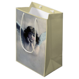 Sac Cadeau Moyen Doux Rosy Cheeked Angel Vintage dans les nuages