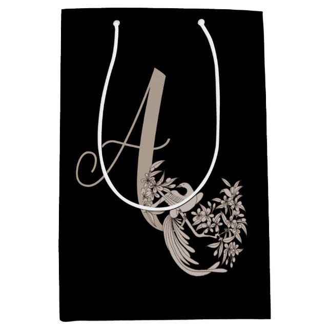 Sac Cadeau Moyen Dove Elegant Monogramme Initiale A   (Devant)