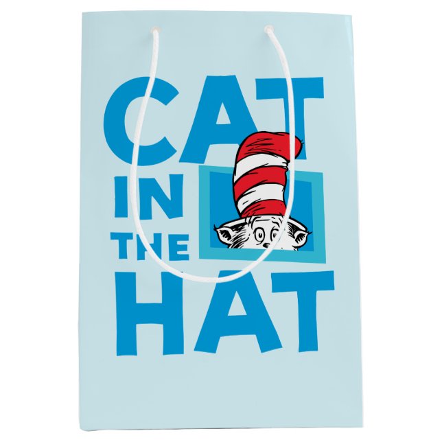Sac Cadeau Moyen Dr Seuss | Chat dans le logo du Casquette (Devant)