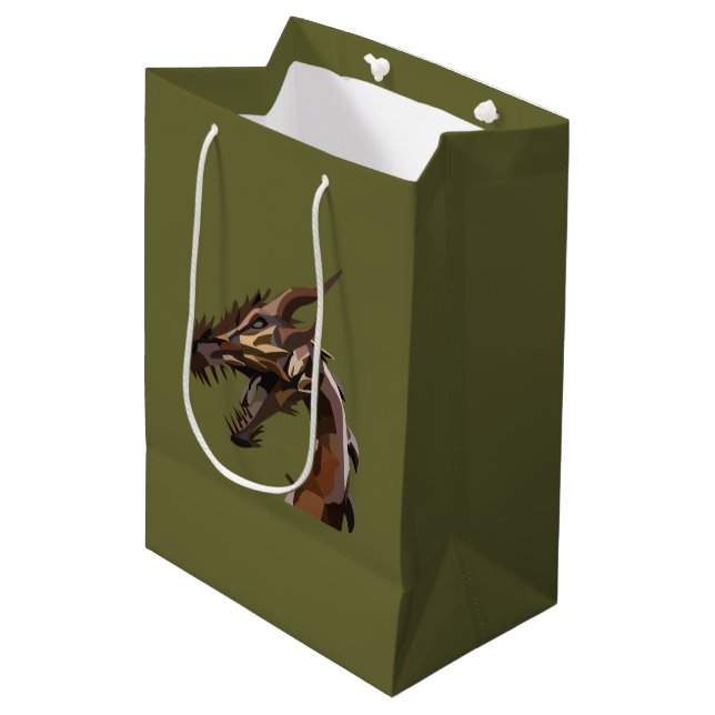 Sac Cadeau Moyen Dragon Abstrait Moderne (Devant Angle)