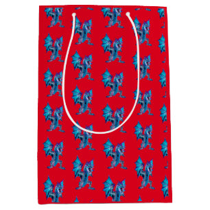Sac Cadeau Moyen Dragon de feu bleu Créature mythique fantastique A