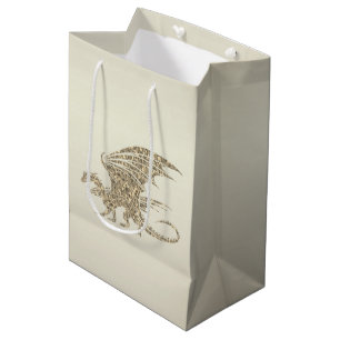 Sac Cadeau Moyen Dragon de mosaïque Extraordinaire Golden